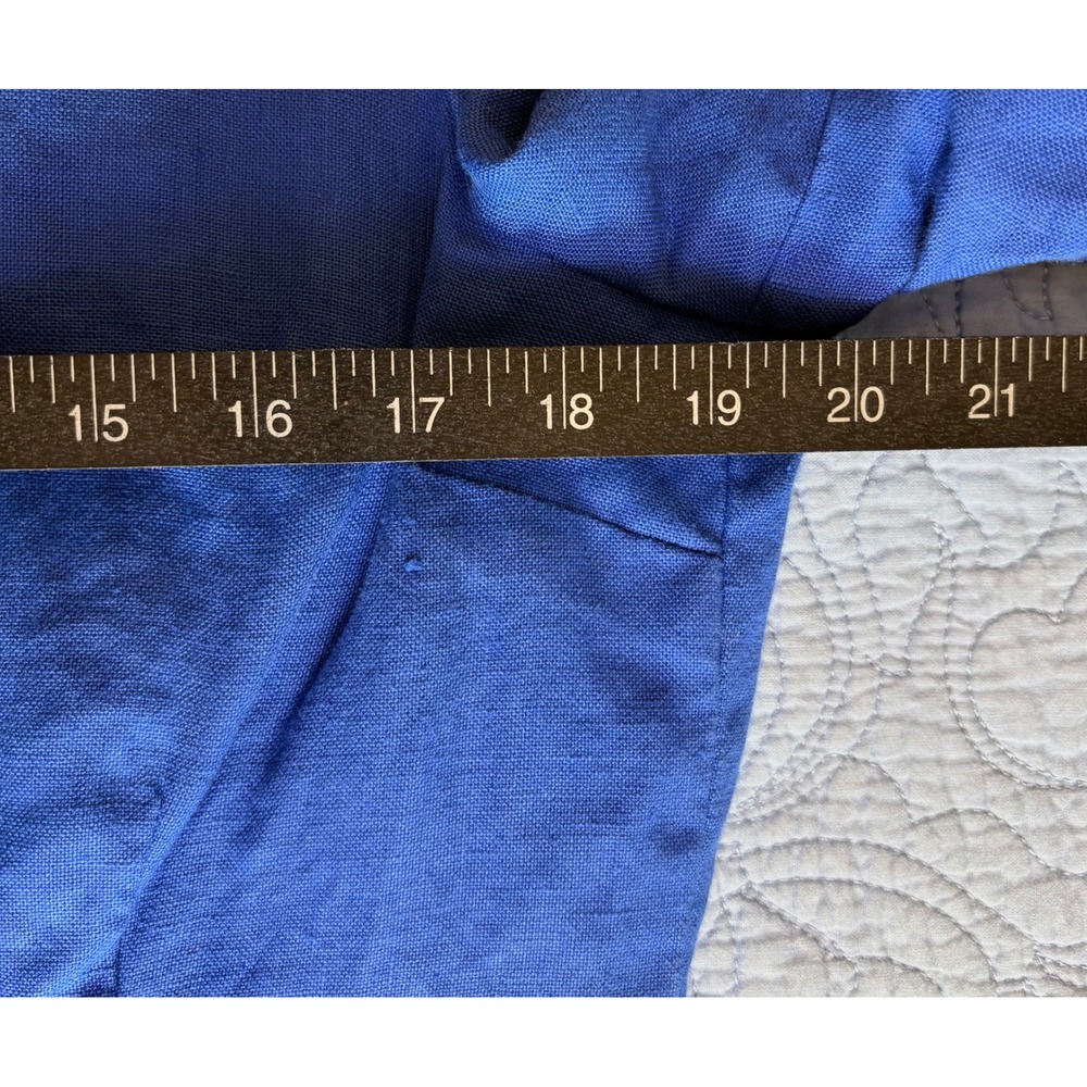 Vintage Althuser Blue 100% Linen Button Front Midi Dress Sheath Made in USA 14 - Picture 6 of 8